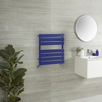 Design Handtuchheizkörper mit flachen Heizlamellen - 600mm x 400mm Blau (Deep Sea Blue) - Lustro