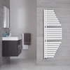 Design Handtuchheizkörper versetzt 1460x547mm 689W Seitlich offen Mineral Weiß - Lazio von Hudson Reed