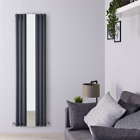 Design Heizkörper 180x50cm mit Spiegel 1613W - Vertikal,  Anthrazit,  Warmwasser - Revive,  von Hudson Reed
