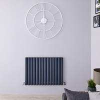 Design Heizkörper Aluminium Doppellagig Horizontal Anthrazit 600 x 830mm 1609W,  von Hudson Reed