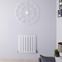 Design Heizkörper Aluminium Doppellagig Horizontal Weiß 600 x 590mm 1149W,  von Hudson Reed