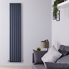 Design Heizkörper Aluminium Doppellagig Vertikal Anthrazit 1800 x 350mm 1502W,  von Hudson Reed