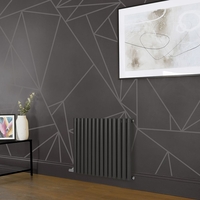Design Heizkörper Elektrisch,  horizontal,  H 635mm - Grau (Carbon Grey) - Breite,  Thermostat und Kabelabdeckung wählbar - Revive Hudson Reed