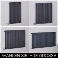 Design Heizkörper Elektrisch Horizontal H635mm Anthrazit inkl. Heizelement,  Breite wählbar - Sloane