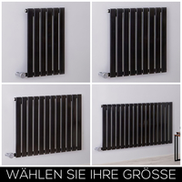 Design Heizkörper Elektrisch Horizontal H635mm Schwarz inkl. Heizelement,  Breite wählbar - Delta