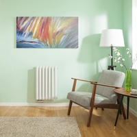 Design Heizkörper Horizontal 635x415mm Mittelanschluss versetzt 729W Weiß - Revive Caldae