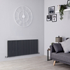 Design Heizkörper Horizontal (doppellagig) 600mm x 1416mm - Anthrazit - Revive von Hudson Reed