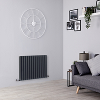 Design Heizkörper Horizontal (doppellagig) 600mm x 826mm - Anthrazit - Revive von Hudson Reed