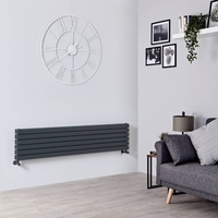 Design Heizkörper Horizontal Doppellagig Anthrazit 354 x 1600mm 1308W,  von Hudson Reed