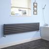 Design Heizkörper Horizontal Doppellagig Anthrazit 354mm x 1600mm 1308W - Sloane
