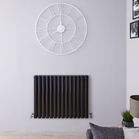 Design Heizkörper Horizontal Doppellagig Schwarz 635mm x 834mm 1304W - Revive
