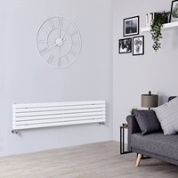 Design Heizkörper Horizontal Doppellagig Weiß 354mm x 1600mm 1308W - Sloane