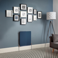 Design Heizkörper Horizontal (Doppellaging) 635mm x 590mm Blau (Deep Sea Blue) - Revive