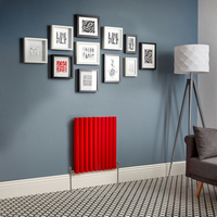 Design Heizkörper Horizontal (Doppellaging) 635mm x 590mm Rot (Siamese Red) - Revive