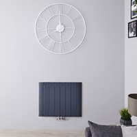 Design Heizkörper Horizontal Einlagig Mittelanschluss - Aluminium Anthrazit 600mm x 755mm 922W - Aurora