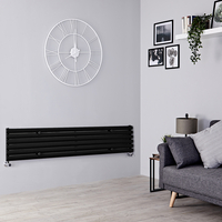 Design Heizkörper Horizontal Mattschwarz 354mm x 1600mm 814W (einlagig) - Revive