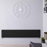 Design Heizkörper Horizontal Mattschwarz 354mm x 1780mm 1324W (doppellagig) - Revive
