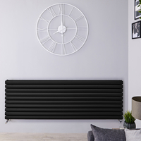 Design Heizkörper Horizontal Mattschwarz 590mm x 1600mm 1881W (doppellagig) - Revive