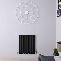 Design Heizkörper Horizontal Mattschwarz 635mm x 590mm 932W (doppellagig) - Revive
