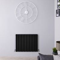 Design Heizkörper Horizontal Mattschwarz 635mm x 826mm 1304W (doppellagig) - Revive