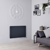Design Heizkörper Horizontal Mittelanschluss versetzt 635x1000mm Warmwasser Anthrazit - Hudson Reed
