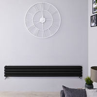 Design Heizkörper Horizontal Schwarz 236mm x 1600mm 814W (doppellagig) - Revive Slim