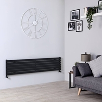 Design Heizkörper Horizontal Schwarz 354mm x 1600mm 773W (einlagig) - Sloane