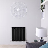 Design Heizkörper Horizontal Schwarz 635mm x 630mm 563W (einlagig) - Delta
