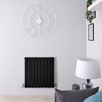 Design Heizkörper Horizontal Schwarz 635mm x 630mm 859W (doppellagig) - Delta