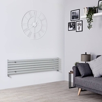 Design Heizkörper Horizontal Silberfarben 354mm x 1600mm 773W (einlagig) - Sloane
