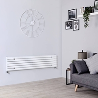 Design Heizkörper Horizontal Weiß 354mm x 1600mm 773W (einlagig) - Sloane