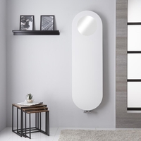 Design Heizkörper mit Spiegel Mittelanschluss 1595mm x 495mm,  729W - Mineralweiß - Atrani
