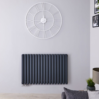 Design Heizkörper Mittelanschluss Horizontal Anthrazit 635mm x 1000mm 1773W (doppellagig) - Revive Caldae