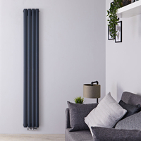 Design Heizkörper Mittelanschluss Vertikal Anthrazit 1780mm x 236mm 772W (doppellagig) - Revive Caldae
