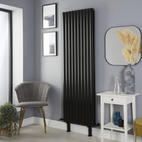 Design-Heizkörper,  vertikal – 1780mm x 590mm (doppellagig),  mit Füßen – Schwarz – Revive