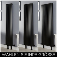 Design-Heizkörper,  vertikal – Größe wählbar,  mit Füßen – Schwarz – Revive