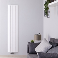 Design Heizkörper Vertikal Einlagig Mittelanschluss - Aluminium Weiß 1800mm x 375mm 1384W - Aurora