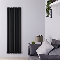 Design Heizkörper Vertikal Mattschwarz 1600mm x 472mm 1818W (doppellagig) - Revive