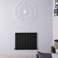 Design Heizkörper Vertikal Mattschwarz 635mm x 826mm 836W (einlagig) - Revive