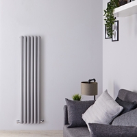 Design Heizkörper Vertikal Silbergrau 1500mm x 354mm 1380W (doppellagig) - Revive