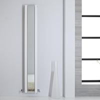 Design Spiegelheizkörper Vertikal 1800 x 265mm Weiß 901W Seitenanschluss Stahl von Hudson Reed