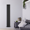 Design Vertikal Heizkörper 1600mm x 236mm Einlagig 561W Matt Schwarz - Revive Slim von Hudson Reed