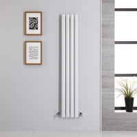Design Vertikal Heizkörper Schmal 1400mm x 236mm 457W Einlagig Weiß - Revive,  von Hudson Reed