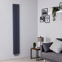 Designer Heizkörper Anthrazit Vertikal 1800mm x 295mm 652W Mittelanschluss - Aloa