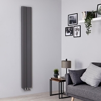 Designer Heizkörper Hellgrau Vertikal 1800mm x 245mm 652W Mittelanschluss - Aloa