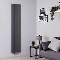Designer Heizkörper Hellgrau Vertikal 1800mm x 370mm 978W Mittelanschluss - Aloa