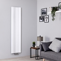 Designer Heizkörper Weiß Vertikal 1600mm x 370mm 869W Mittelanschluss - Aloa