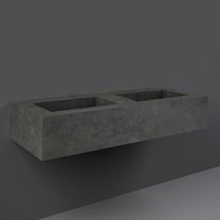 Doppel - Hängewaschbecken,  rechteckig,  1230mm x 470mm,  ohne Hahnloch,  Behind Grey (Graphitgrau) – RAK Precious x Hudson Reed