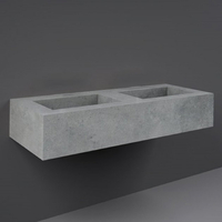 Doppel - Hängewaschbecken,  rechteckig,  1230mm x 470mm,  ohne Hahnloch,  Surface XL Cool Grey (Betongrau) – RAK Precious x Hudson Reed