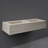 Doppel - Hängewaschbecken,  rechteckig,  1230mm x 470mm,  ohne Hahnloch,  Travertino Ivory (Elfenbein) – RAK Precious x Hudson Reed